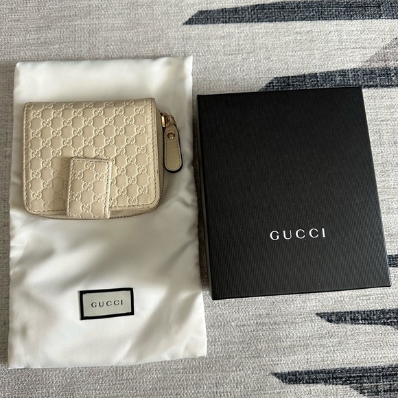 Gucci Handbags - Pre Owned Micro GG Guccissima Bi-fold Wallet Off White GUC